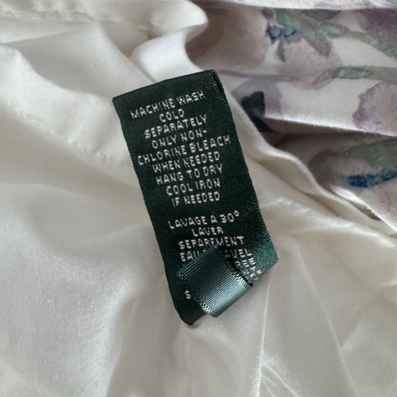 RALPH LAUREN A-LINE DRESS Sleeveless White with Blue Floral Print Sz. 14 - Picture 7 of 10